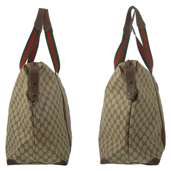 Authentic Gucci XL Travel Tote Supreme Web Canvas Boston Bag Duffle Sherry Purse - Picture 5 of 9